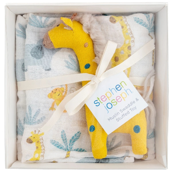 Muslin Blanket & Stuffed Animal | Giraffe