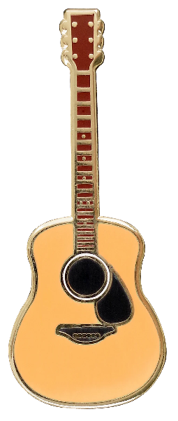 shape-cut light brown acoustic guitar enamel pin