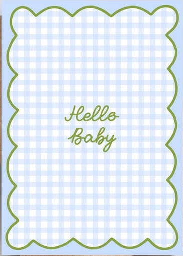 Blue Gingham New Baby Card