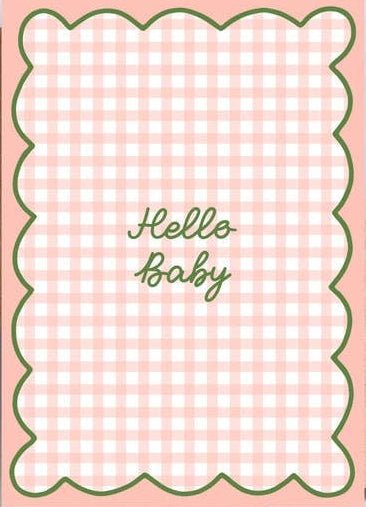 Pink Gingham New Baby Card