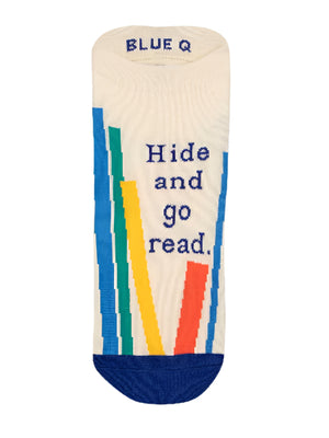 Blue Q Sneaker Socks | Hide And Go Read