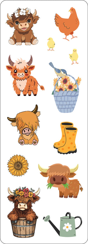 Highland Cow Sticker Set