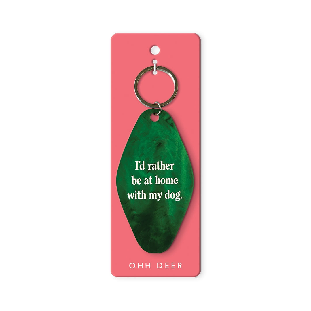 At Home With My Dog Keychain