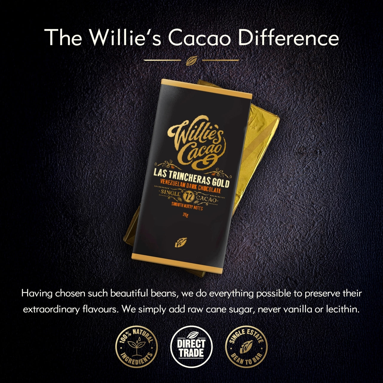 Willie's Cacao 26g Vegan Bar | Las Trincheras Gold