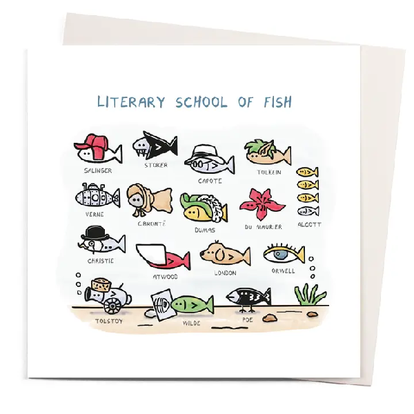 Literary School Of Fish Blank Humour Card