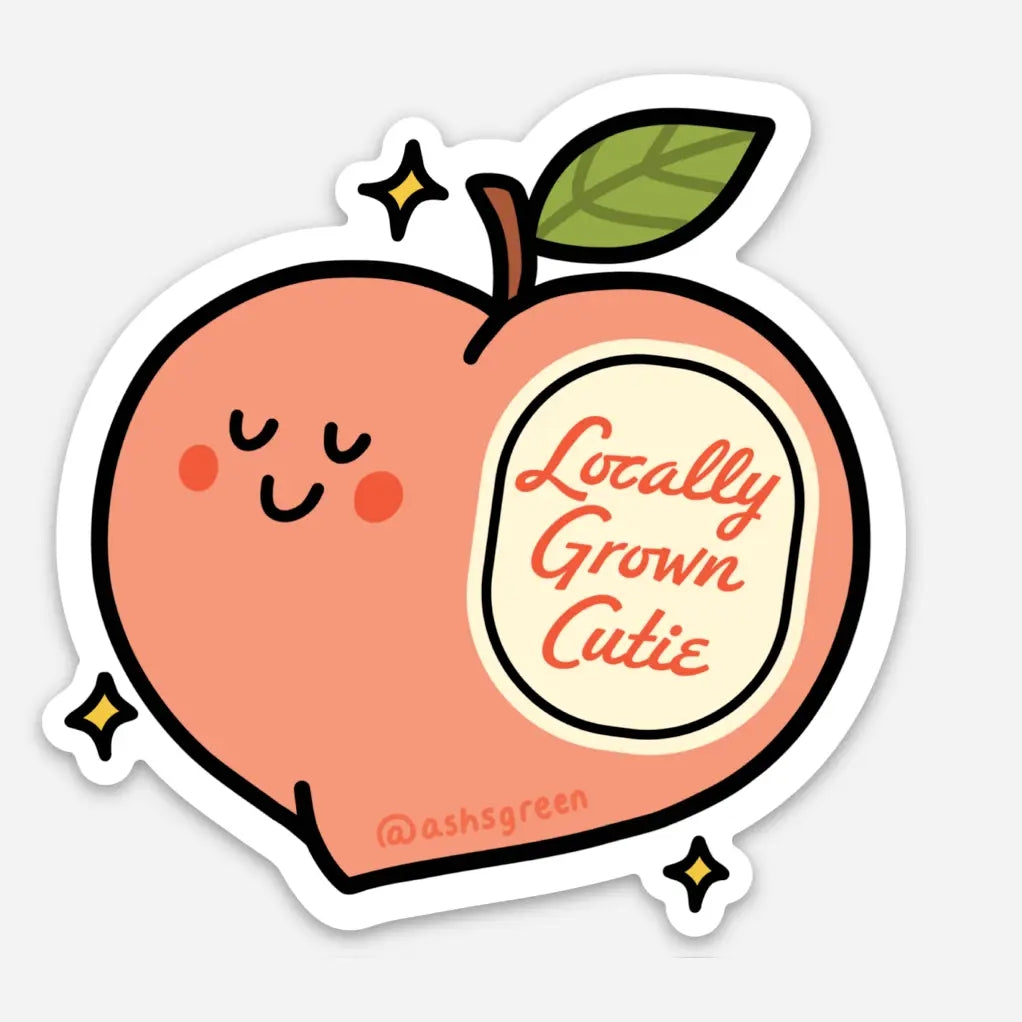 Locally Grown Cutie Peach Vinyl Sticker