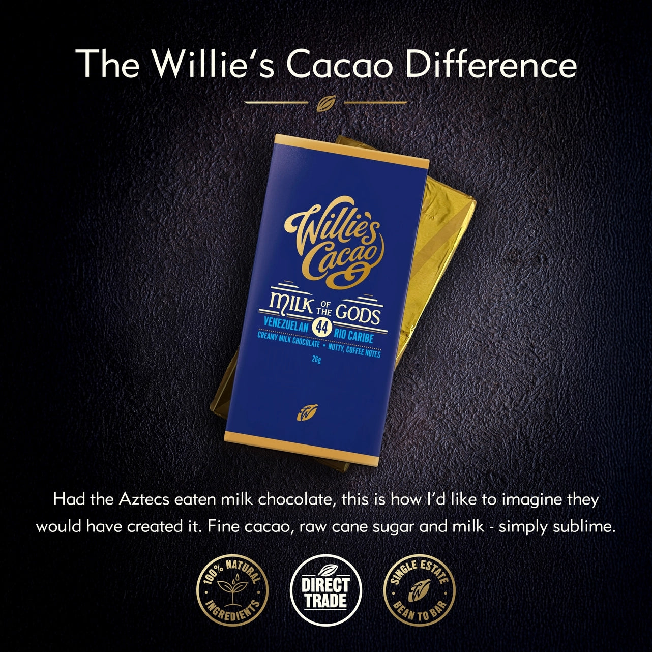 Willie's Cacao 26g Bar | Milk Of The Gods