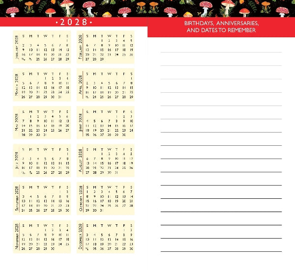Peter Pauper 2026-27 2-Year Pocket Planner | Mushrooms