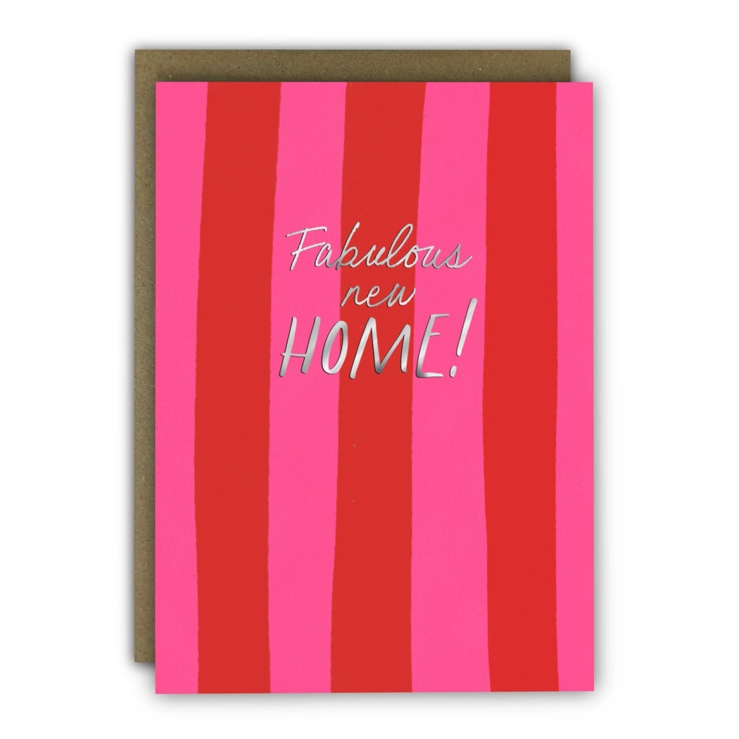 Fabulous Pink Stripes New Home Card