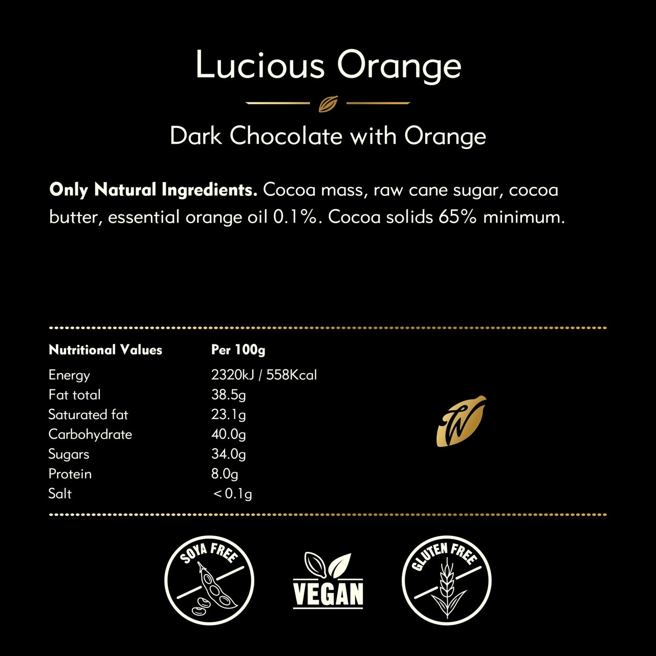 Willie's Cacao 50g Vegan Bar | Luscious Orange