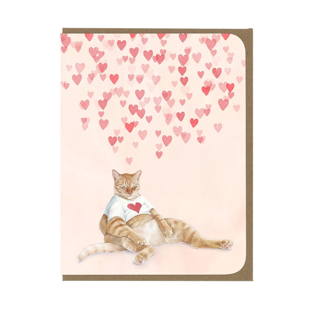 Snoozy Orange Tabby Love Card
