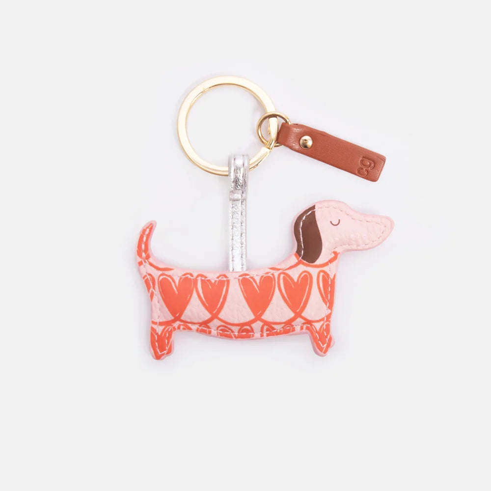 Pink Hearts Sausage Dog Bag Charm