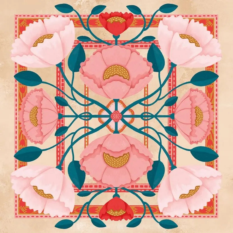 Pink Floral Blank Art Card