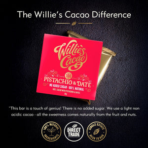 Willie's Cacao 50g Vegan Bar | Pistachio and Date