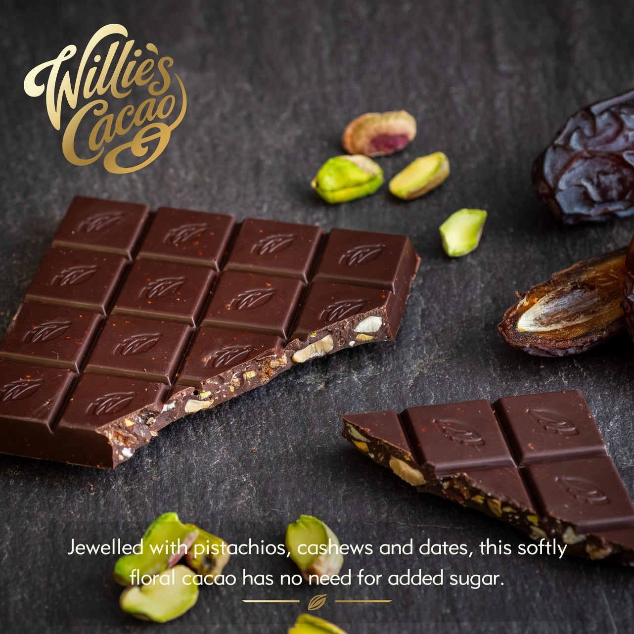 Willie's Cacao 50g Vegan Bar | Pistachio and Date
