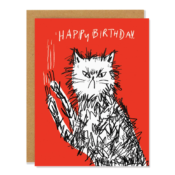Scratchy Cat Birthday Card