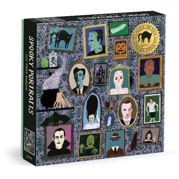 Galison 500 Piece Foil Puzzle | Spooky Portraits