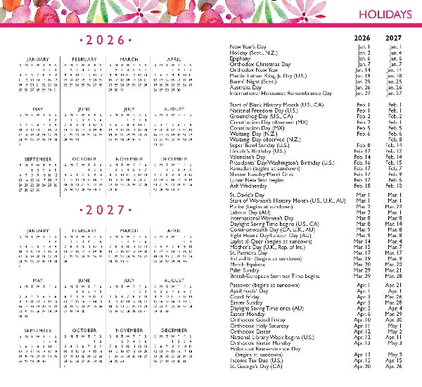 Peter Pauper 2026-27 2-Year Pocket Planner | Watercolor Garden