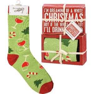 Wooden Sign & Sock Set | White