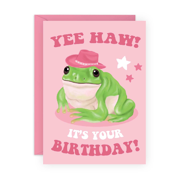Yee Haw Frog Birthday Card
