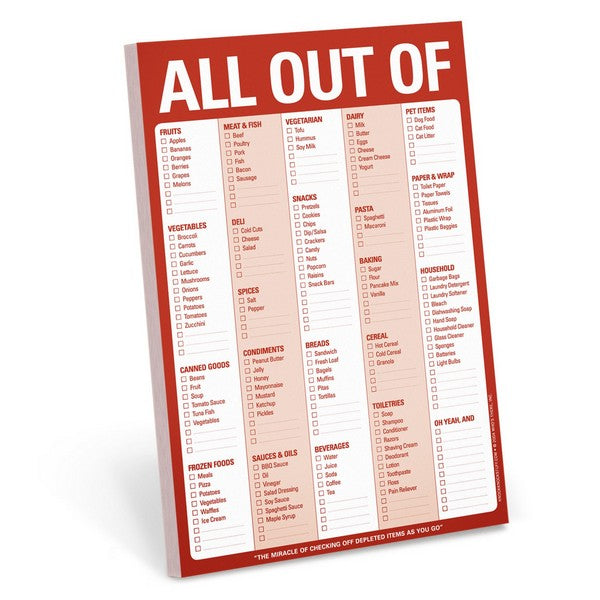 Knock Knock Magnetic Notepad | All Out Of (Red)