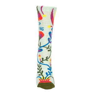 Blue Q Women's Crew Sock Stop Talking | The Gifted Type