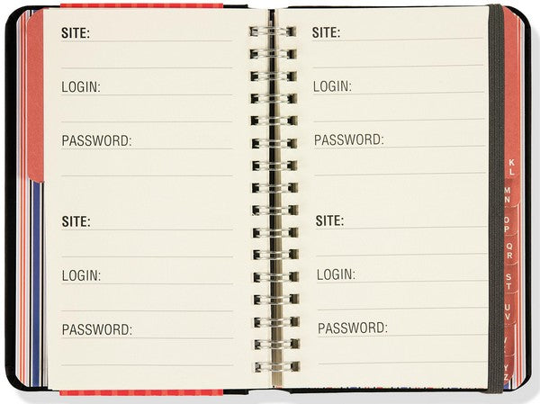 Black Large Print Internet Address & Password Logbook