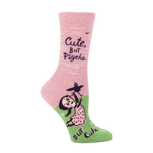 Blue Q Women's Crew Sock Cute But Psycho | The Gifted Type