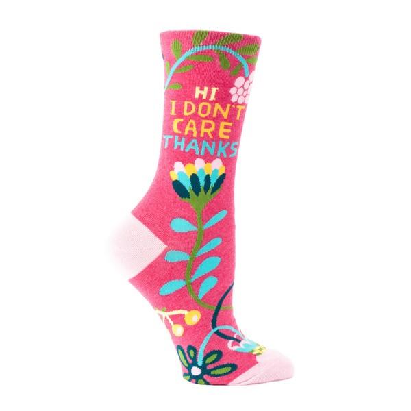 Blue Q Women's Crew Sock - Hi I Don't Care Thanks