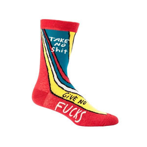 Blue Q Men's Crew Sock Take No Shit Give No Fucks | The Gifted Type