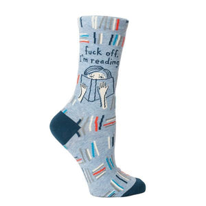 Blue Q Women's Crew Sock Fuck Off I'm Reading | The Gifted Type