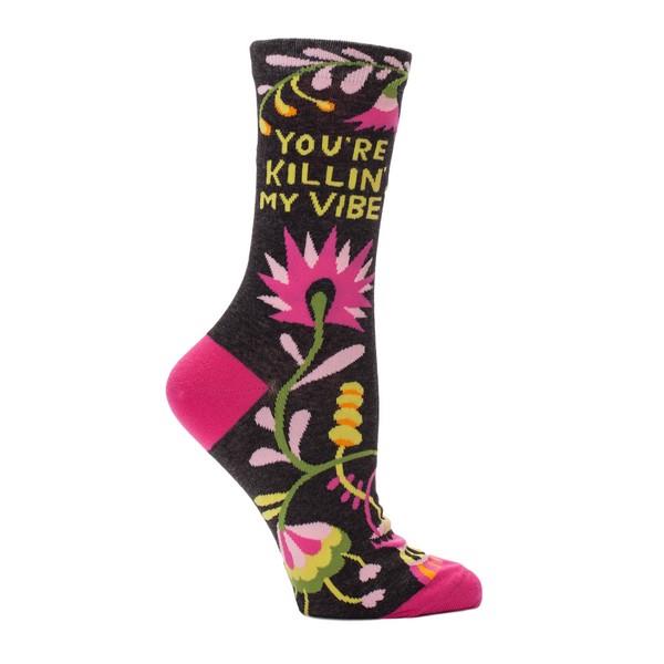Blue Q Women's Crew Sock You're Killin' My Vibe | The Gifted Type