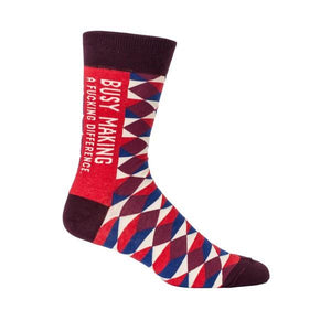 Blue Q Men's Crew Sock Busy Making A Fucking Difference | The Gifted Type
