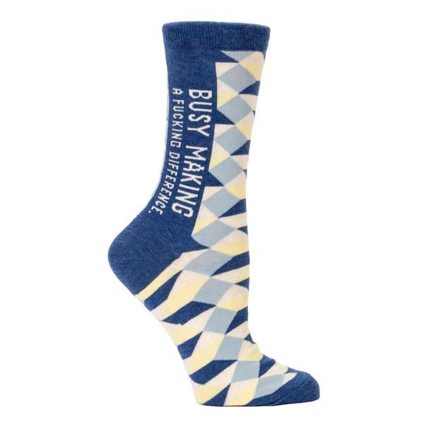 Blue Q Women's Crew Sock Busy Making A Fucking Difference | The Gifted Type