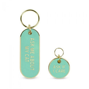 Fred & Friends Keychain Set | Ask Me About My Cat People + Pet Tags